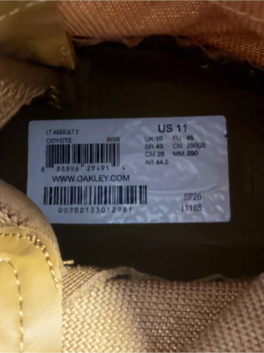 Oakley Light Assault 2 Coyote Boots Mens 11 Tactical Military Brown 11188-86W
